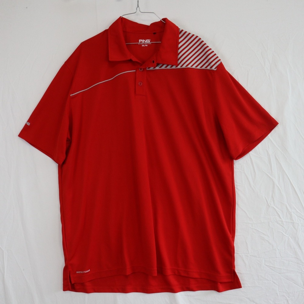 PING Polo Shirt Mens 2XL XXL SensorCool Performance Golf Red‎ Short Sleeve
